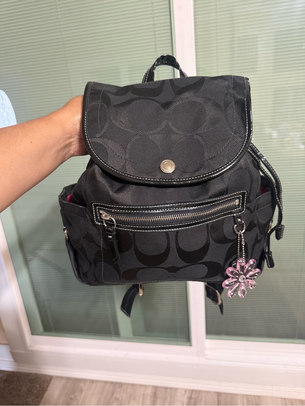 Coach Black Signature Canvas Mini Backpack
